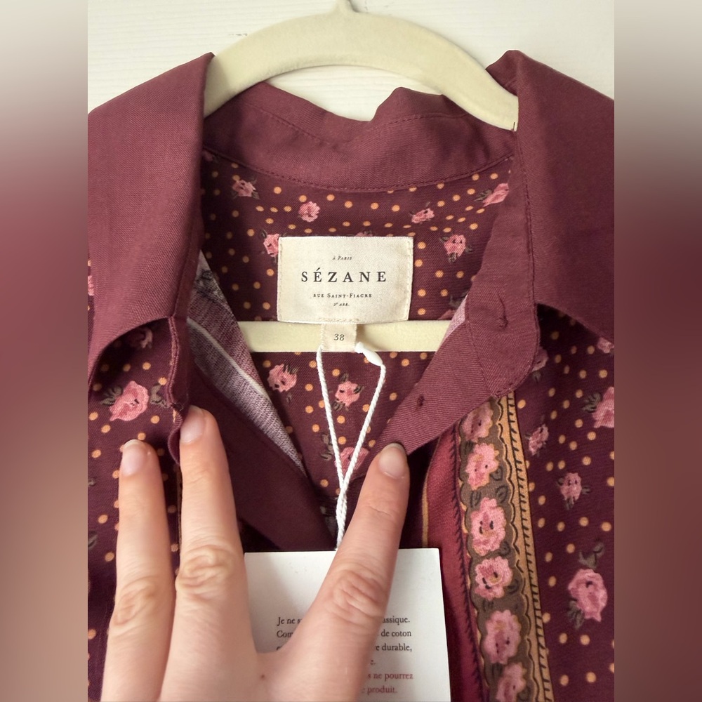Sezane Tilia Dress Burgundy Floral Dress, size FR38 / US 6 - NWT - Picture 7 of 9